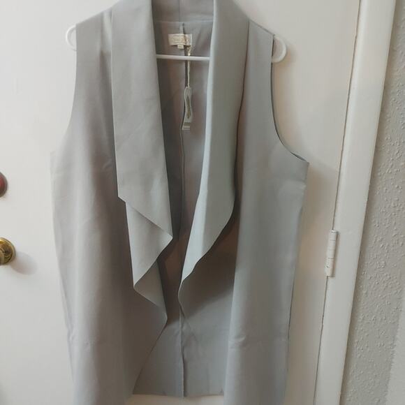 Mud Pie Harbor NEW Gray Duster Vest Lagenlook M/L Corporate Siren Slow Fashion - Picture 3 of 9